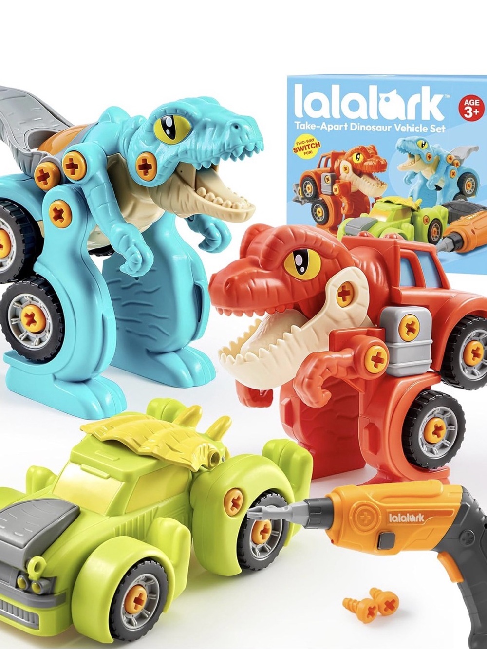 Alala Take-Apart Dino Vehicle Playset - Blue, Red, Green